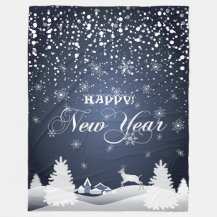 Happy New Year! Winter Fairy Tale Fantasy Fleece Blanket