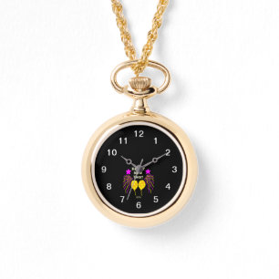 Happy New Year Wishes Gold Necklace Watch