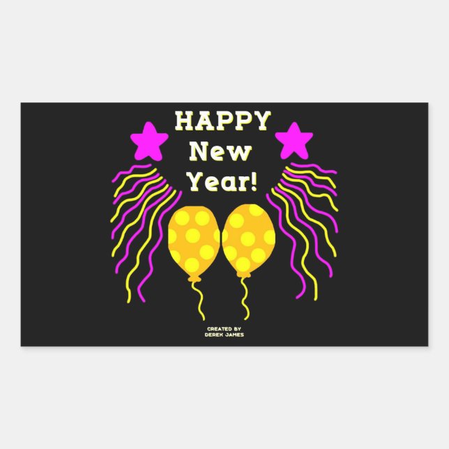 Happy New Year Wishes Rectangle Sticker (Front)