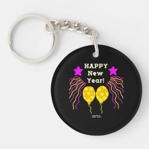 Happy New Year Wishes Round Acrylic Keychain