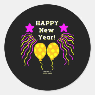 Happy New Year Wishes Round Sticker