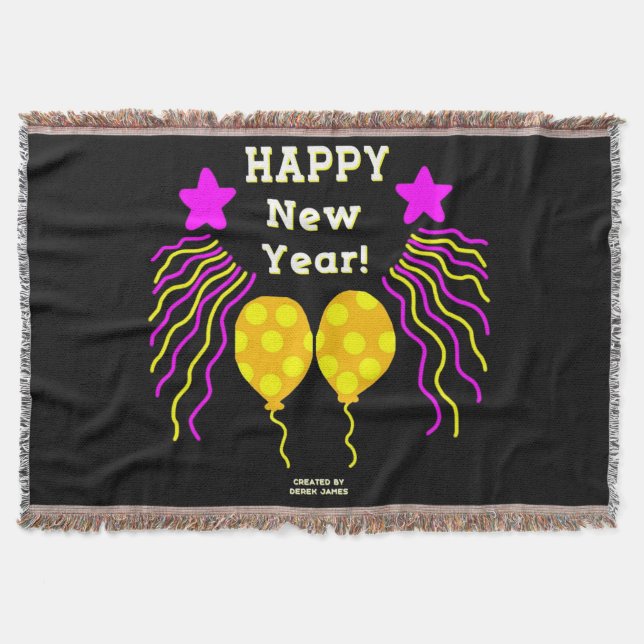 Happy New Year Wishes Throw Blanket (Front)