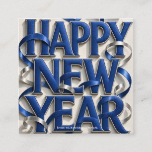 Happy New Year with Elegant Metallic Ribbons style Enclosure Card