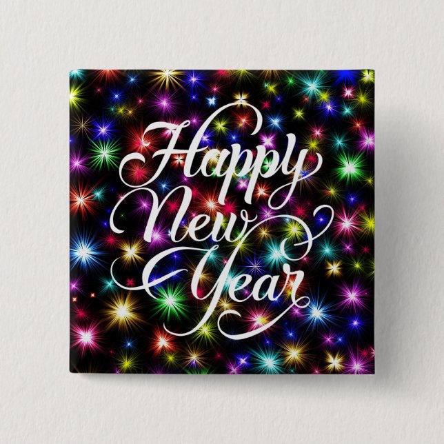 Happy New Year with Fireworks Background-23756 15 Cm Square Badge (Front)