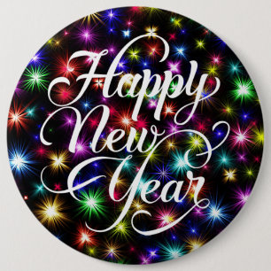 Happy New Year with Fireworks Background-23756 6 Cm Round Badge