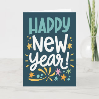 Happy New Year with fireworks Card