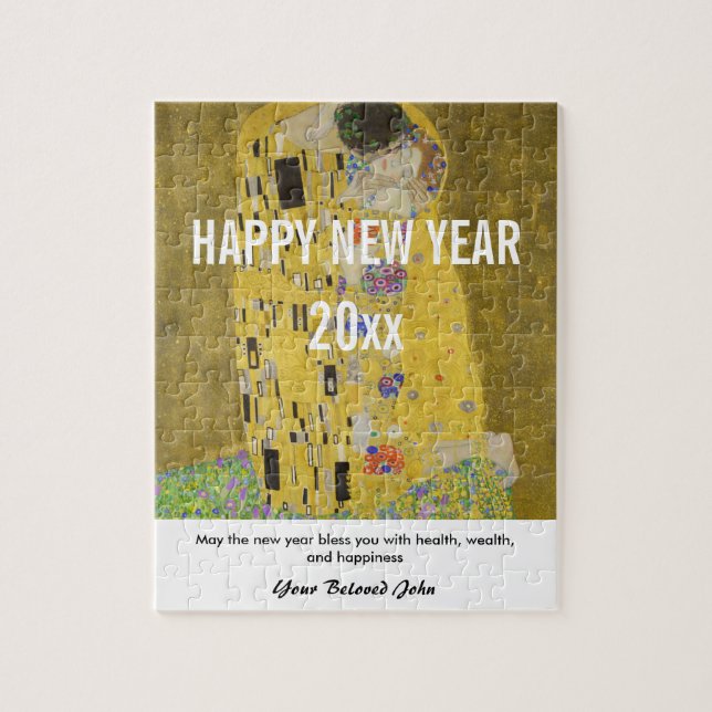 Happy New Year with Gustav Klimt's "The Kiss" Jigsaw Puzzle (Vertical)