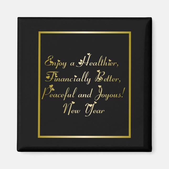 Happy New Year with Hearts Magnet (Front)