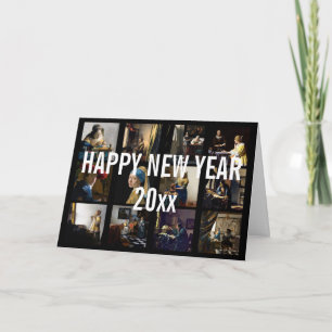 Happy New Year with Johannes Vermeer Patchwork Holiday Card