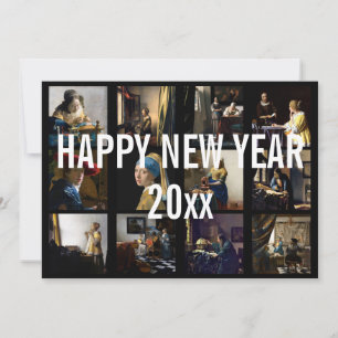 Happy New Year with Johannes Vermeer Patchwork Holiday Card