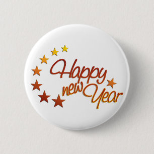 Happy New Year with starlight 6 Cm Round Badge