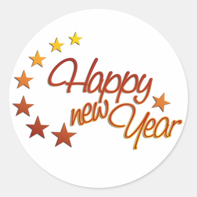 HAPPY NEW YEAR with starlight Classic Round Sticker (Front)