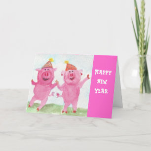 Happy New Year with the Party Pigs Holiday Card