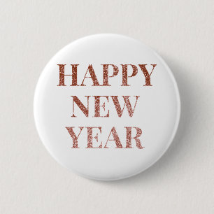 Happy new year word art typography 6 cm round badge