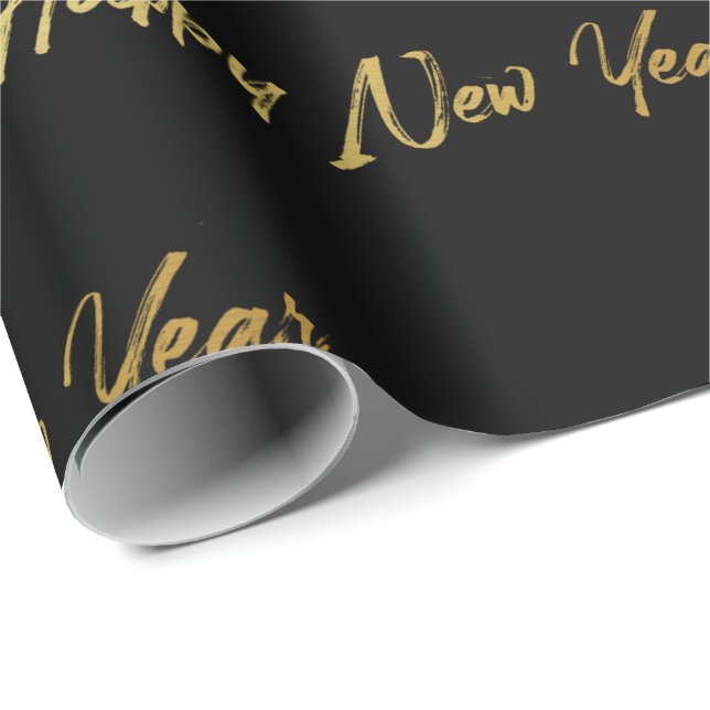 Happy New Year Wrapping Paper (Black) (Roll Corner)