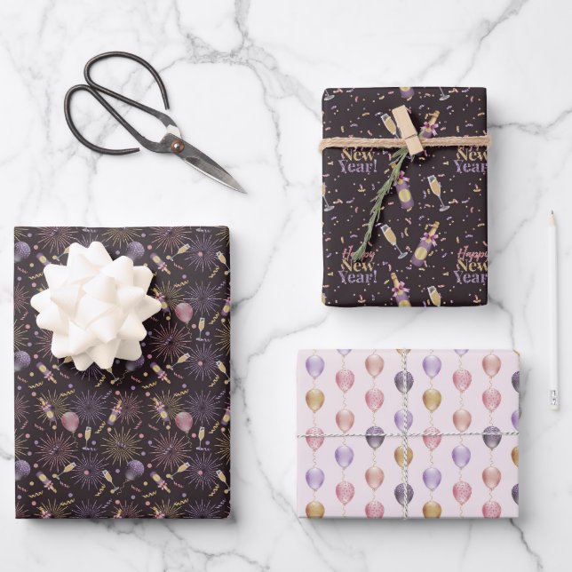 Happy New Year   Wrapping Paper Sheet (Front)