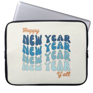 Happy New Year Y'all Retro Laptop Sleeve