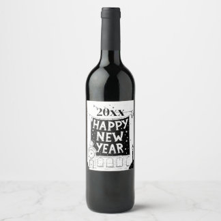 Happy new year & year personalize wine label