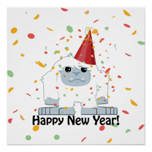 Happy New Year Yeti Poster