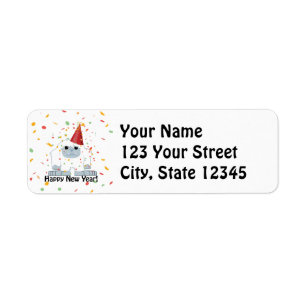 Happy New Year Yeti Return Address Label