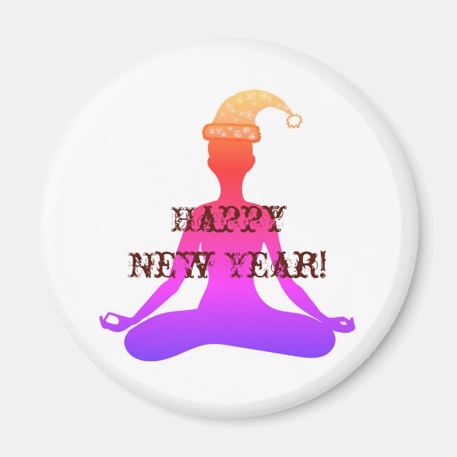 Happy New Year Yoga Meditation Lady Magnet (Front)