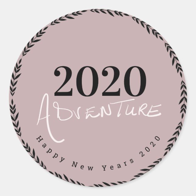 Happy New Years 2020 Hand Lettering Script Favour Classic Round Sticker (Front)
