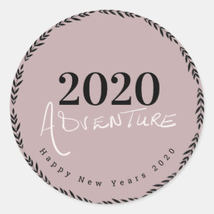 Happy New Years 2020 Hand Lettering Script Favour Classic Round Sticker