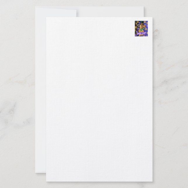 Happy New Year's 2025 Weenie Dog Stationery (Front)