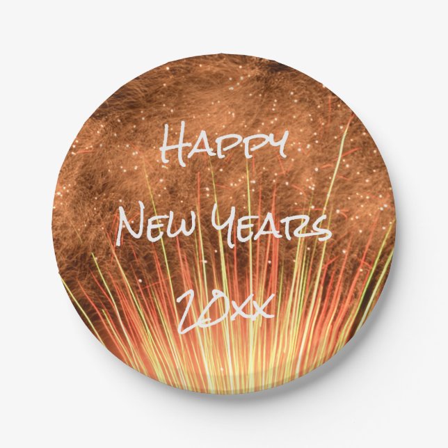 Happy New Years 20xx Fireworks Paper Plate (Front)