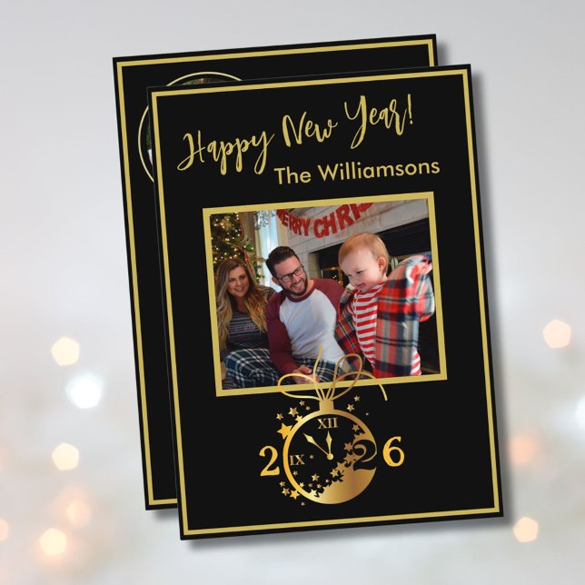 Happy New Year's 4 Photo Clock Card (Creator Uploaded)