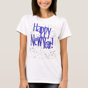 Happy New Years Blue Text T-Shirt