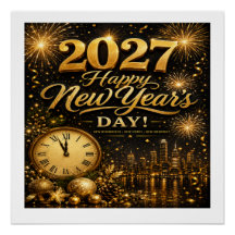 Happy New Year's Day 2027 | Luxury Gold Fireworks