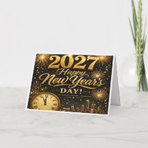 Happy New Year's Day 2027 | Luxury Gold Fireworks