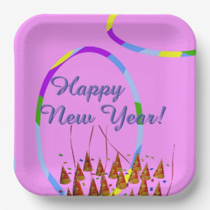 Happy New Year's Day Paper Plate