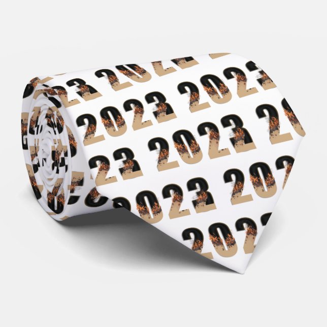 Happy New Years Eve 2023 Rising from 2022 Neck Tie (Rolled)