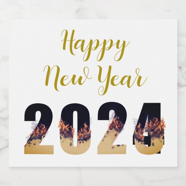 Happy New Years Eve 2024 Rising from 2023  Sparkling Wine Label (Single Label)