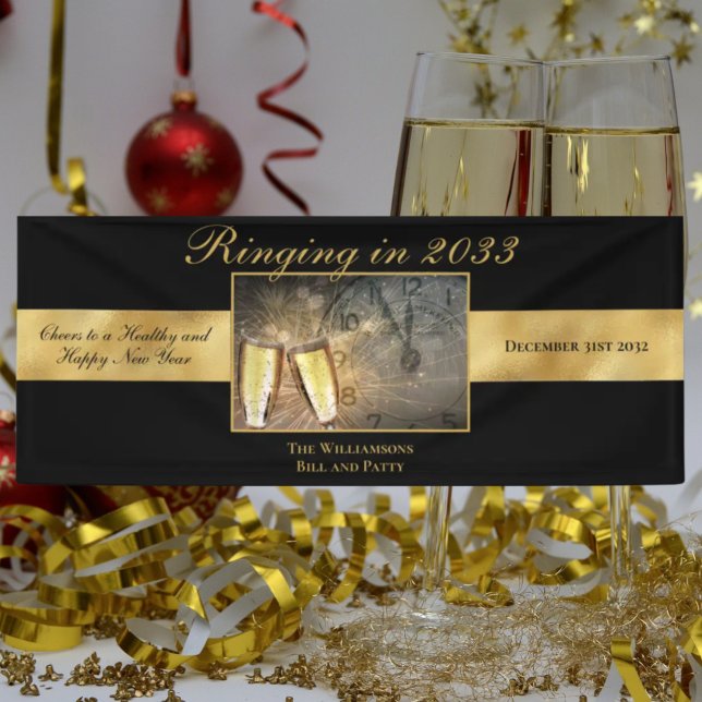 Happy New Year's Eve Cheers Festive Black Gold Banner (Creator Uploaded)