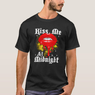 Happy New Years Eve Kiss Me At Midnight Lips T-Shirt