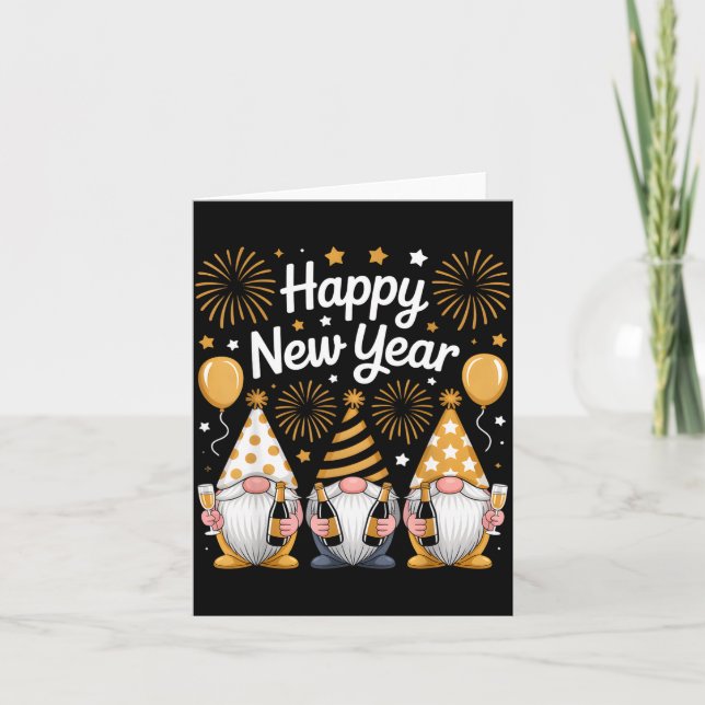 Happy New Years Eve Party Gnomes Matching Family  Card (Front)