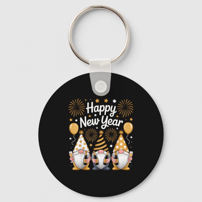 Happy New Years Eve Party Gnomes Matching Family  Key Ring (Front)