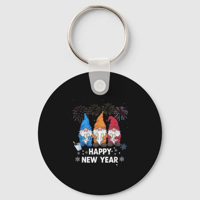 Happy New Years Eve Party Gnomes Matching Family O Key Ring (Front)
