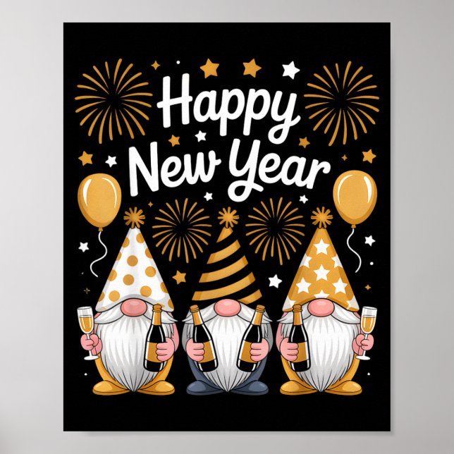 Happy New Years Eve Party Gnomes Matching Family  Poster (Front)