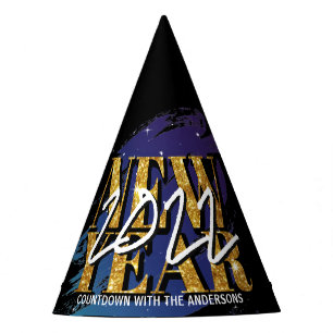 HAPPY NEW YEAR'S EVE PARTY MODERN BRUSH STROKE HAT