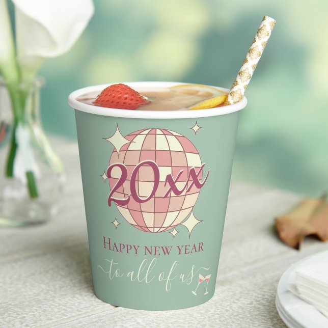 Happy new year's eve year 2025 retro party decor paper cups (Creator Uploaded)