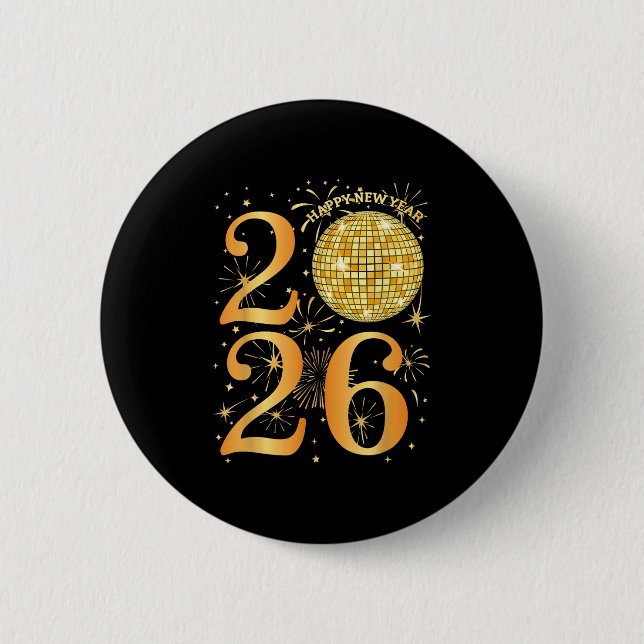 Happy New Years Fireworks 2026  6 Cm Round Badge (Front)