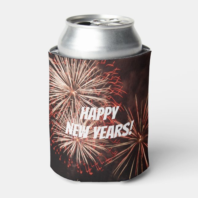 Happy New Years Fireworks Can Cooler (Can Front)