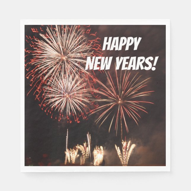 Happy New Years Fireworks Napkin (Front)
