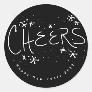 Happy New Years Hand Lettering Favour Classic Round Sticker