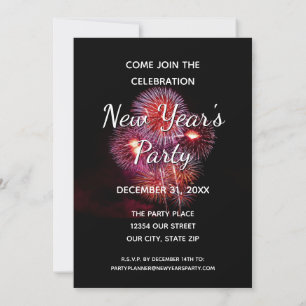 Happy New Year's Party Celebration Fireworks Invitation