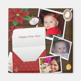 Happy New Year's with Holly Add Your Photos Magnet